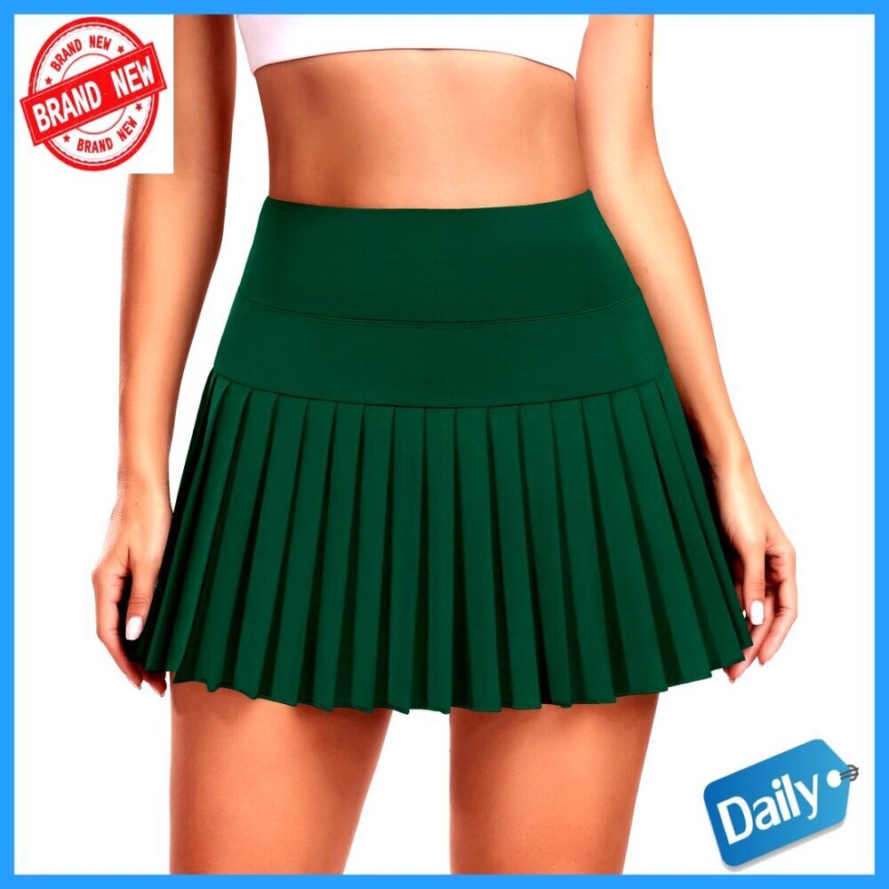 Pleated Tennis Skirt with Built-in Shorts, High Waist, 3 Pockets, Athletic Skort